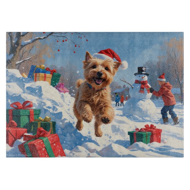Mjukhårig Wheaten Terrier som springer i snö med j (Framsidan)