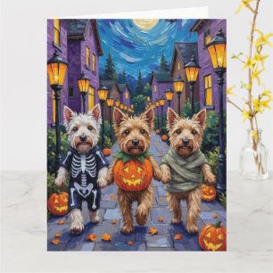 Mjukhåriga Wheaten Terrier Hundar i Halloween Kost Kort