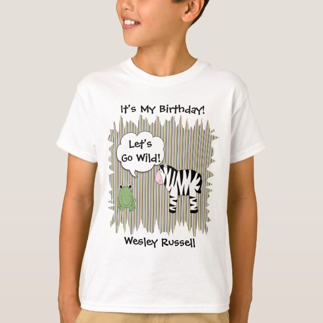 Mjukisdjur Vild Zebra Boys Tee Add Namn Shirt (Framsida)