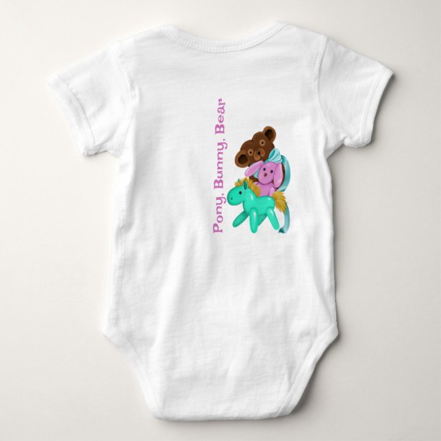 Mjukisdjuren baby, Rosa Bunny och Rosett band T Shirt (Baksida)