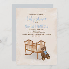 Mjukisdjuret Baby Shower Watercolor Boy Rustic Inbjudningar