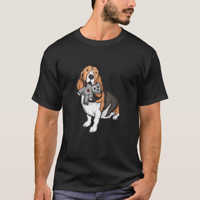 Mjukisdjuret Basset Hound T Shirt (Framsida)
