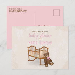 Mjukisdjuret Rosa av vattenfärgen Rustic för babys Vykort