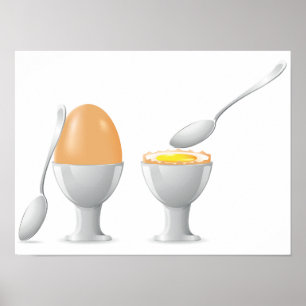 Mjukkokt Ägg i Kopp med Silversked Poster
