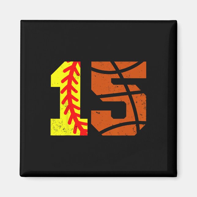 Mjukll Sketll Nummer 15 Tröja Rolig 15-årsdag Magnet (Framsidan)