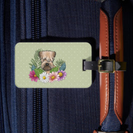 Mjukmantlad Wheaten Terrier Färgglada Blommor Grön Bagagebricka