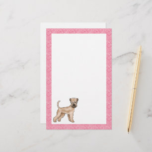 Mjukmantlad Wheaten Terrier Hund Hjärtmönster Rosa Brevpapper