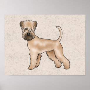 Mjukmantlad Wheaten Terrier Hund Stående På Beige Poster