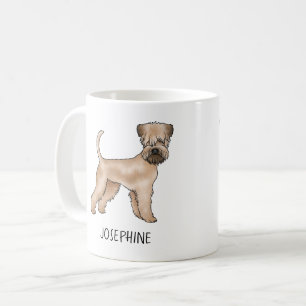 Mjukmantlad Wheaten Terrier Hund Står Med Namn Kaffemugg