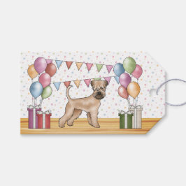 Mjukmantlad Wheaten Terrier Pastell Glad Födelseda Presentetikett