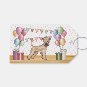 Mjukmantlad Wheaten Terrier Pastell Glad Födelseda Presentetikett