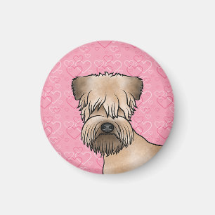Mjukmantlad Wheaten Terrier rakt framifrån rosa hj Magnet