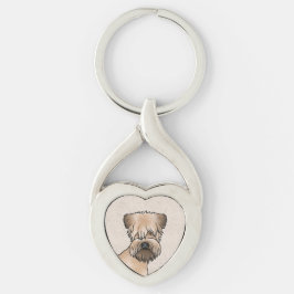 Mjukpälsad Wheaten Terrier Bedårande Tecknad Hund Twisted Heart Silverfärgad Nyckelring