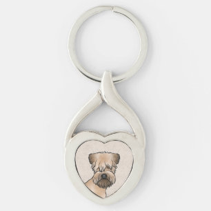 Mjukpälsad Wheaten Terrier Bedårande Tecknad Hund Twisted Heart Silverfärgad Nyckelring