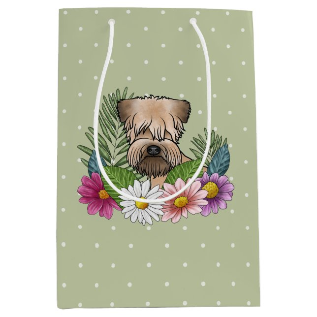 Mjukpälsad Wheaten Terrier Färgrika Blommor Grön (Framsidan)