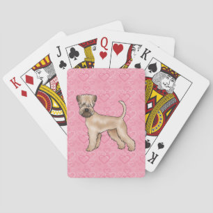 Mjukpälsad Wheaten Terrier Hund Hjärtmönster Rosa Casinokort