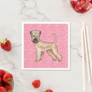 Mjukpälsad Wheaten Terrier Hund Hjärtmönster Rosa Pappersservett