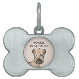Mjukpälsad Wheaten Terrier Hund Huvud Närbild ID-bricka Husdjur