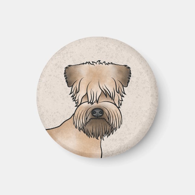 Mjukpälsad Wheaten Terrier Hund Huvud Närbild Magnet (Framsidan)