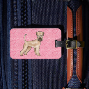 Mjukpälsad Wheaten Terrier Hund Kärlek Hjärtmönste Bagagebricka