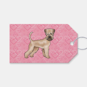 Mjukpälsad Wheaten Terrier Hund Kärlek Hjärtmönste Presentetikett