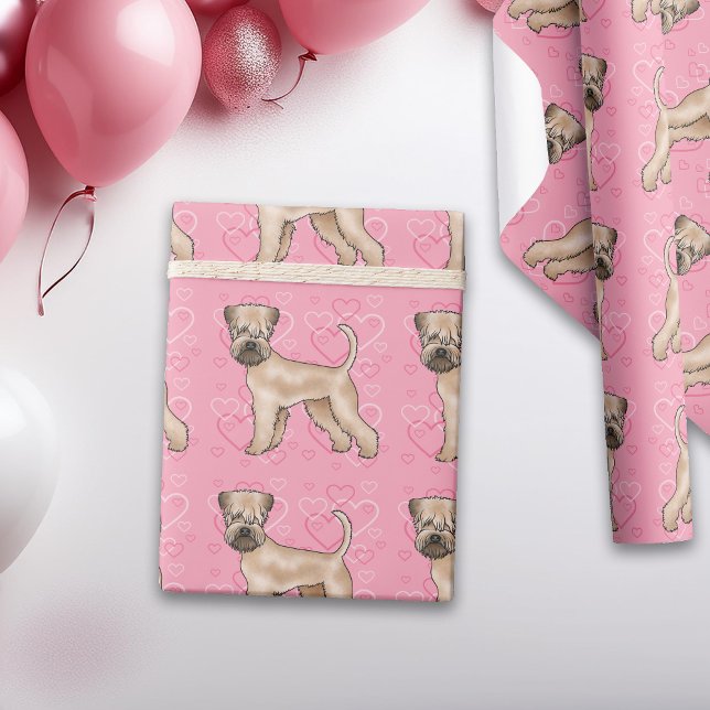 Mjukpälsad Wheaten Terrier Hund Kärlek Hjärtmönste Presentpapper (Skapare uppladdad)