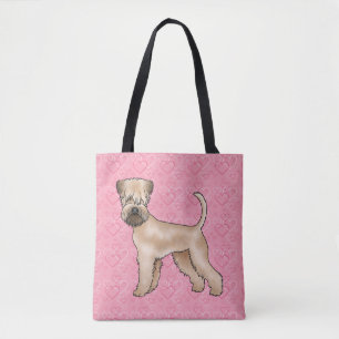 Mjukpälsad Wheaten Terrier Hund Kärlek Hjärtmönste Tygkasse
