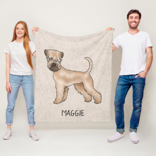 Mjukpälsad Wheaten Terrier Hund På Beige Med Namn Fleecefilt