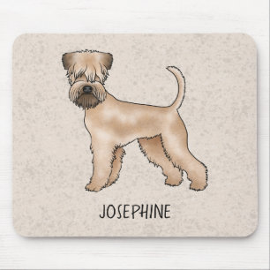 Mjukpälsad Wheaten Terrier Hund På Beige Med Namn Musmatta
