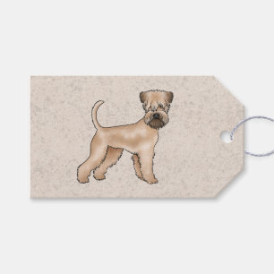 Mjukpälsad Wheaten Terrier Hund Stående På Beige Presentetikett