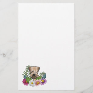 Mjukpälsad Wheaten Terrier Huvud Färgglada Blommor Brevpapper