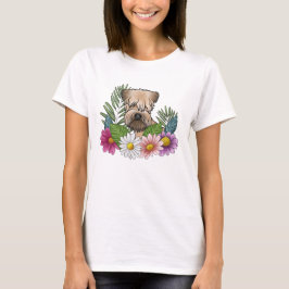 Mjukpälsad Wheaten Terrier Huvud Färgglada Blommor T Shirt