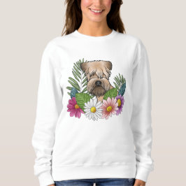 Mjukpälsad Wheaten Terrier Huvud Färgglada Blommor T Shirt