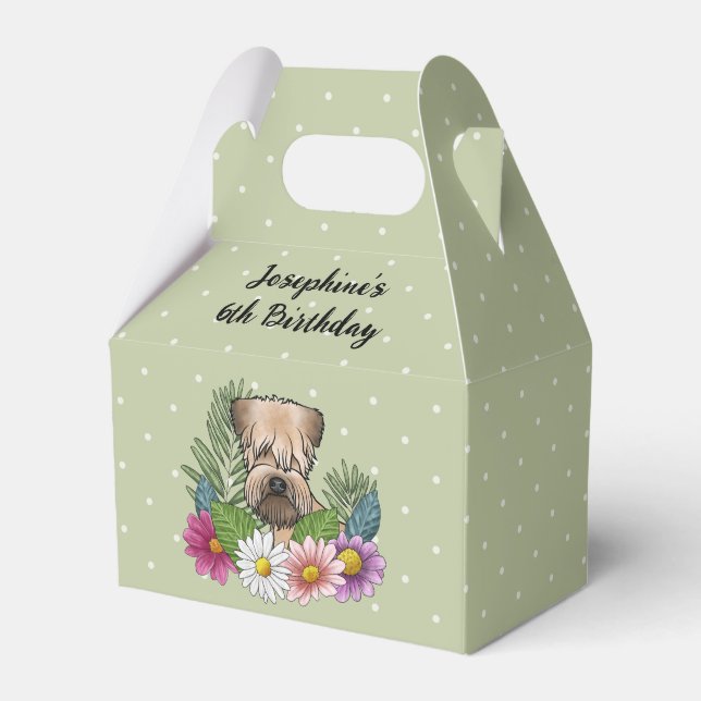 Mjukpälsad Wheaten Terrier med blommor födelsedag Presentaskar (Framsidan Sidan)