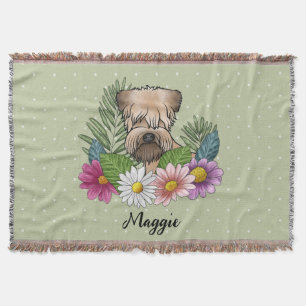 Mjukpälsad Wheaten Terrier med blommor och namn Filt