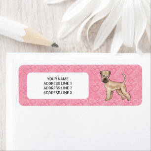 Mjukpälsad Wheaten Terrier Rosa Hjärtan Och Text Returadress Etikett