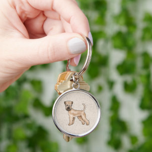 Mjukpälsad Wheaten Terrier Serieteckning Hund Ståe Rund Silverfärgad Nyckelring