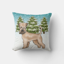 Mjukpälsad Wheaten Terrier Snöig Vinter Skog Kudde