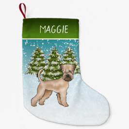 Mjukpälsad Wheaten Terrier Snöig Vinter Skog Liten Julstrumpa