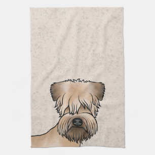 Mjukpälsad Wheaten Terrier Söt Hundhuvud på Beige Kökshandduk