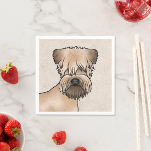 Mjukpälsad Wheaten Terrier Söt Hundhuvud på Beige Pappersservett