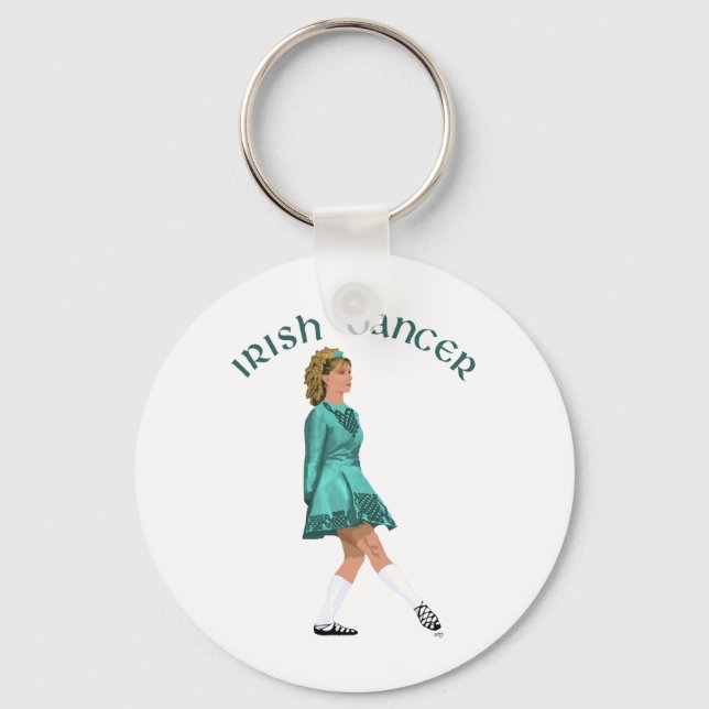 Mjukskodd irländsk dansare i turkos nyckelring (Framsida)