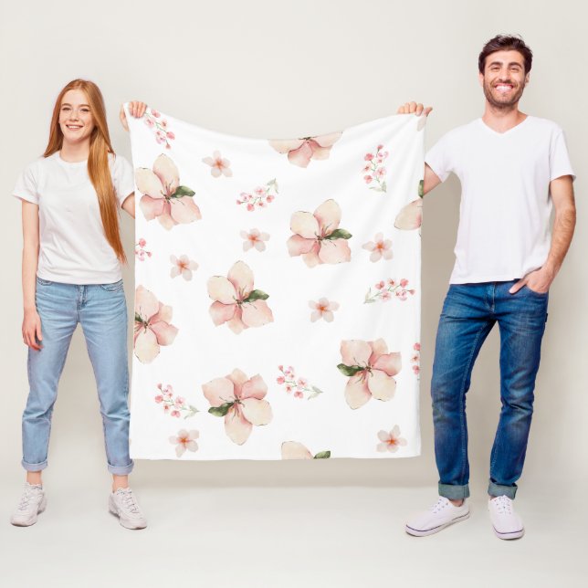 Mjukt akvarell blomstermönster utan sömmar fleecefilt (På plats)
