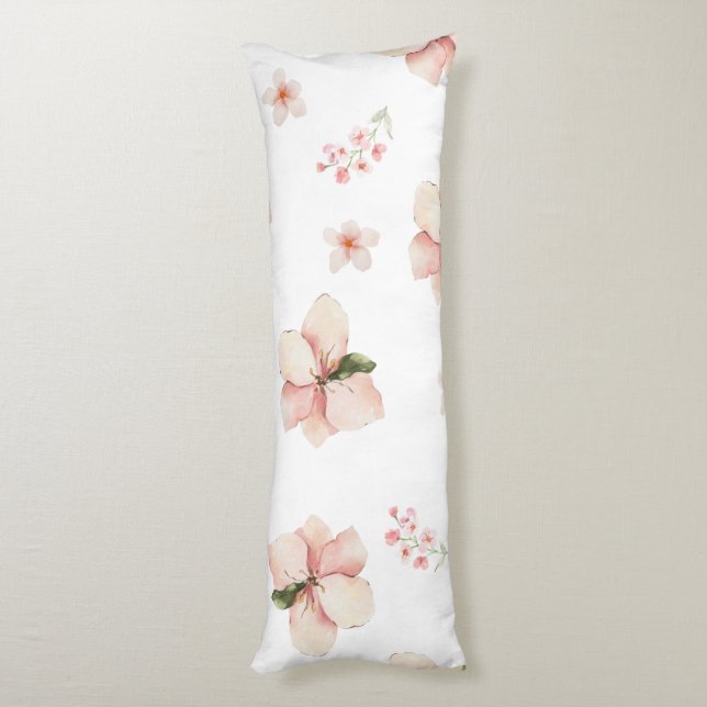 Mjukt akvarell blomstertill vänster sömlöst mönste kroppskudde (Baksidan (Vertikal))