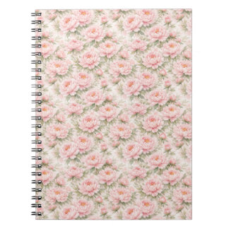 Mjukt akvarell peony blomster sömlöst mönster anteckningsbok