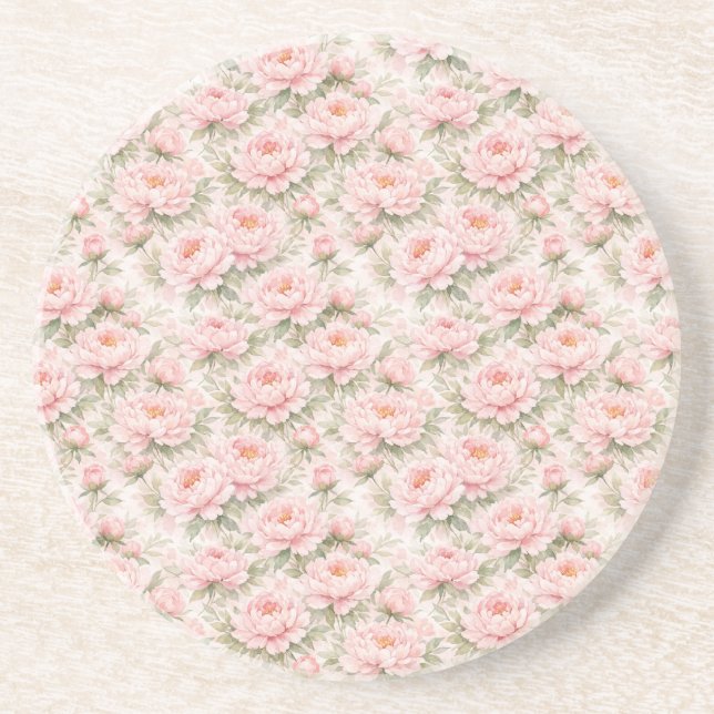 Mjukt akvarell peony blomster sömlöst mönster underlägg (Framsidan)