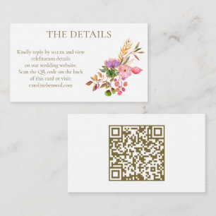 Mjukt akvarellblommigt elegant bröllop RSVP QR Tilläggskort