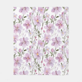 Mjukt akvarellblommor  fleecefilt