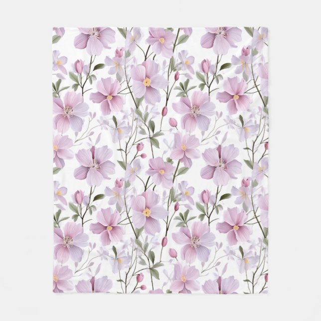 Mjukt akvarellblommor  fleecefilt (Framsidan)