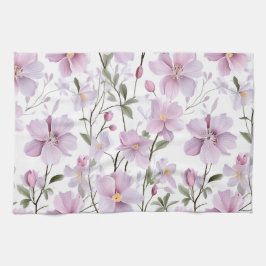 Mjukt akvarellblommor  kökshandduk